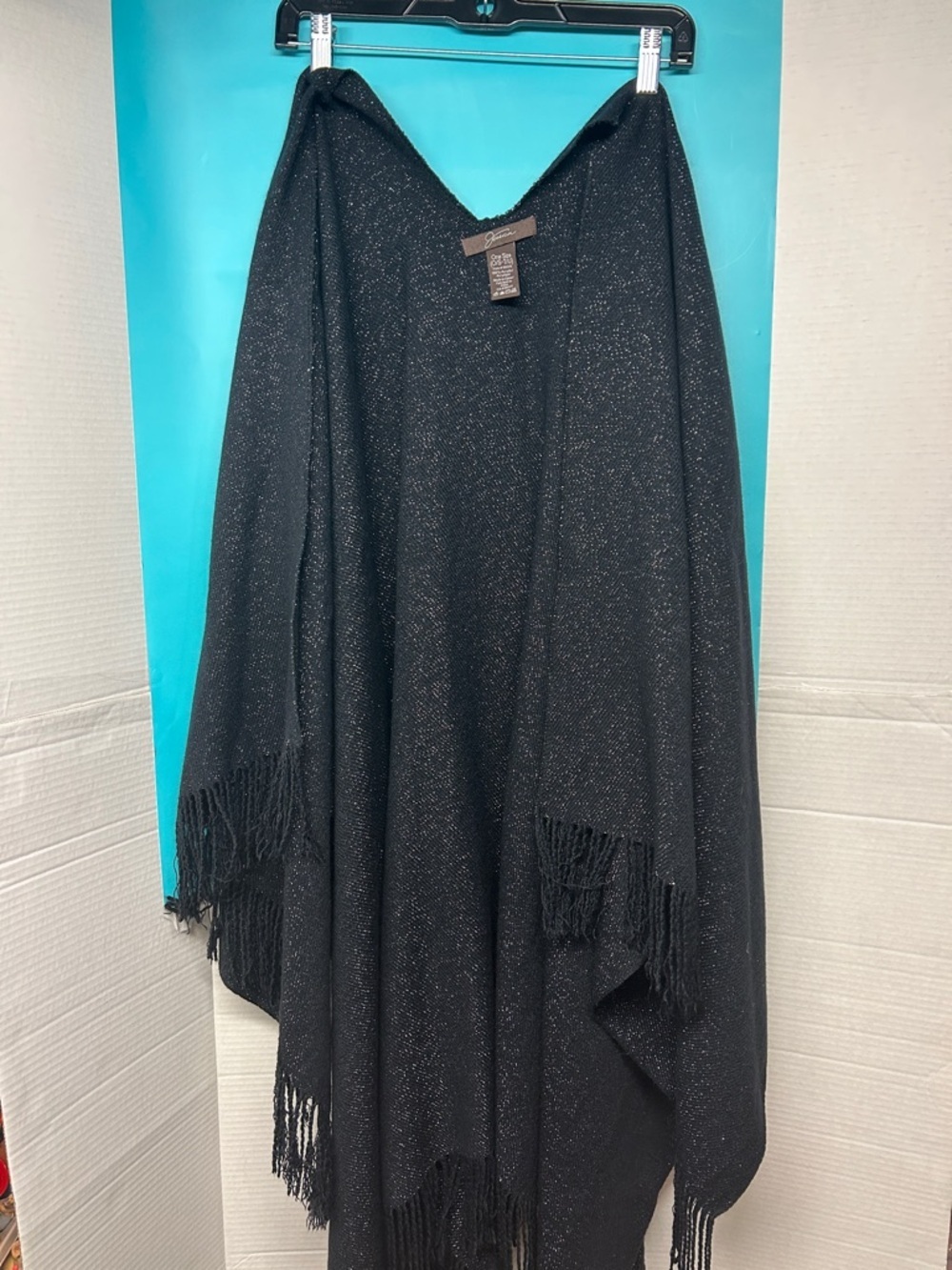 Jessica Black Sparkle Fringe Wrap Scarf